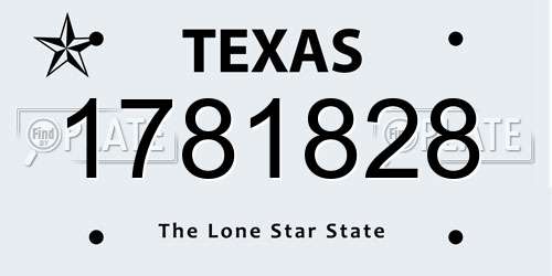 1781828 Texas License Plate
