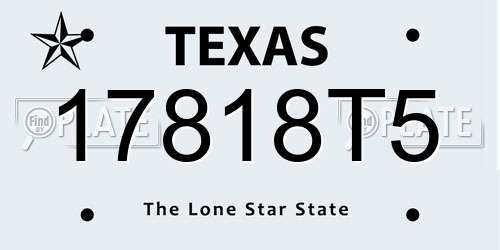 17818T5 Texas License Plate