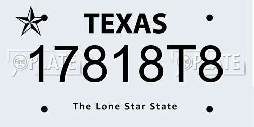17818T8 Texas License Plate