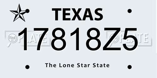 17818Z5 Texas License Plate