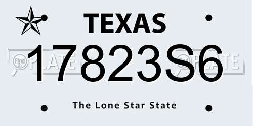 17823S6 Texas License Plate
