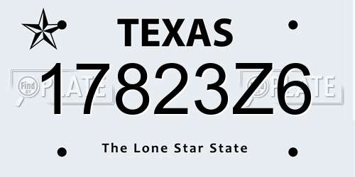 17823Z6 Texas License Plate