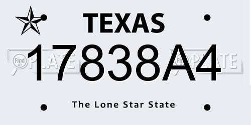 17838A4 Texas License Plate