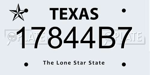 17844B7 Texas License Plate