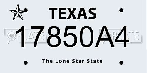 17850A4 Texas License Plate