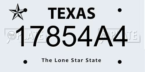 17854A4 Texas License Plate