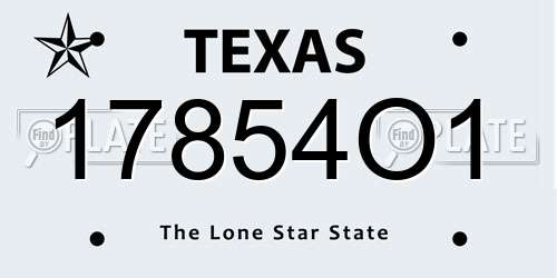 17854O1 Texas License Plate