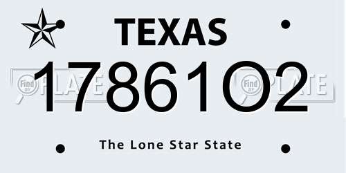 17861O2 Texas License Plate