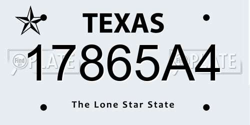 17865A4 Texas License Plate