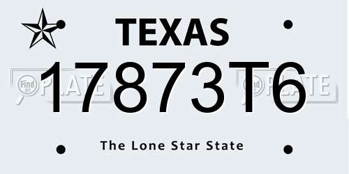 17873T6 Texas License Plate