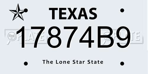 17874B9 Texas License Plate