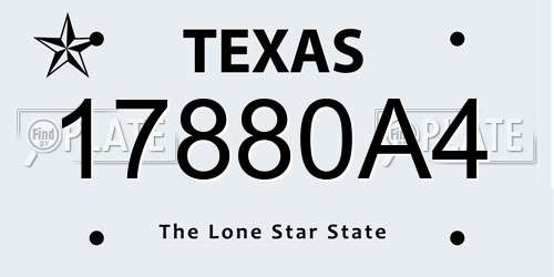 17880A4 Texas License Plate