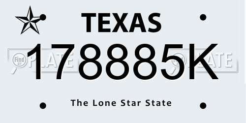 178885K Texas License Plate