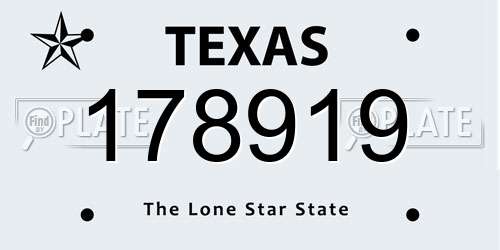 178919 Texas License Plate