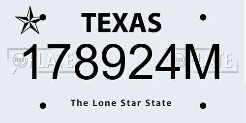 178924M Texas License Plate
