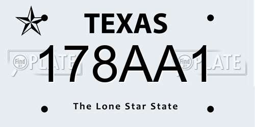178AA1 Texas License Plate