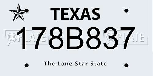 178B837 Texas License Plate