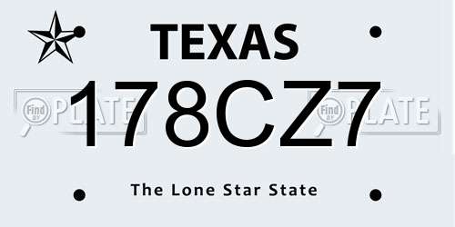 178CZ7 Texas License Plate
