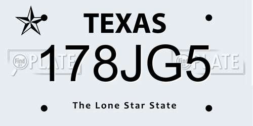 178JG5 Texas License Plate