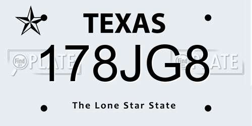 178JG8 Texas License Plate