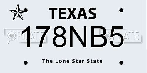 178NB5 Texas License Plate