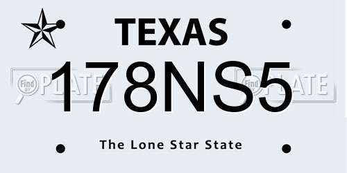 178NS5 Texas License Plate