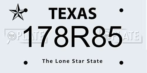 178R85 Texas License Plate