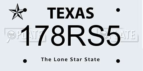 178RS5 Texas License Plate