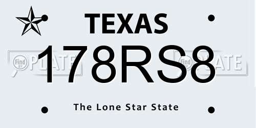 178RS8 Texas License Plate