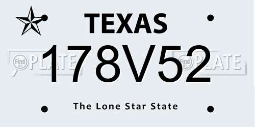 178V52 Texas License Plate