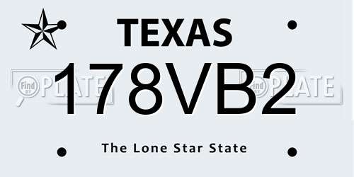 178VB2 Texas License Plate