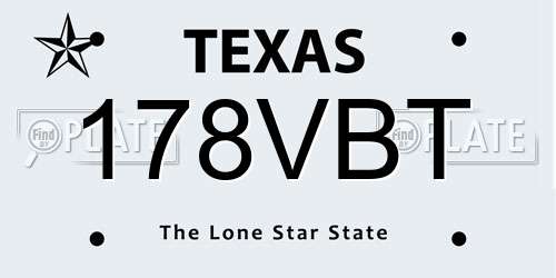 178VBT Texas License Plate