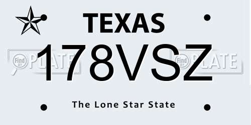 178VSZ Texas License Plate