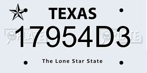 17954D3 Texas License Plate