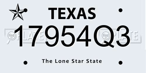 17954Q3 Texas License Plate