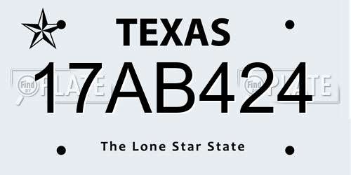 17AB424 Texas License Plate