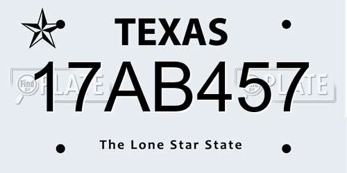 17AB457 Texas License Plate