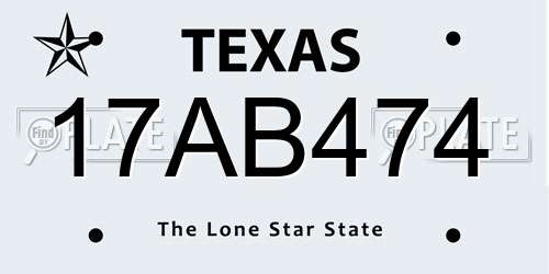 17AB474 Texas License Plate