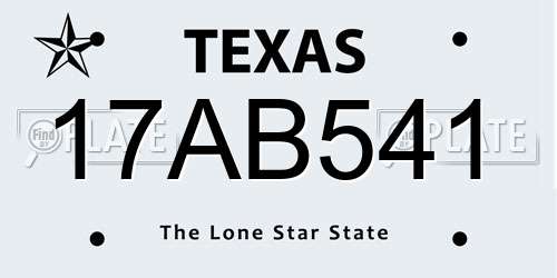 17AB541 Texas License Plate