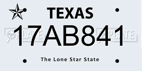 17AB841 Texas License Plate