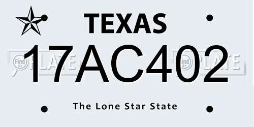 17AC402 Texas License Plate