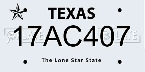 17AC407 Texas License Plate