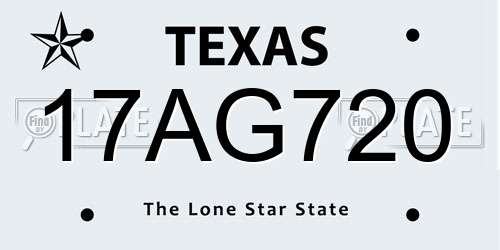 17AG720 Texas License Plate