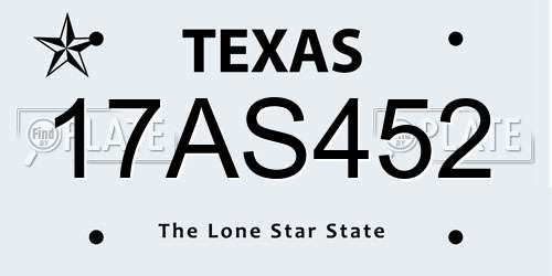 17AS452 Texas License Plate