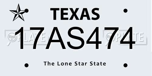 17AS474 Texas License Plate