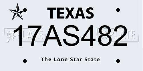 17AS482 Texas License Plate