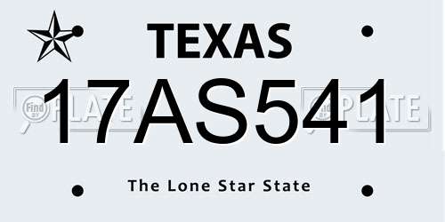 17AS541 Texas License Plate