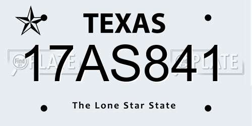 17AS841 Texas License Plate