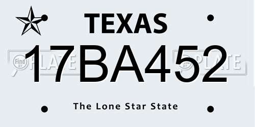 17BA452 Texas License Plate