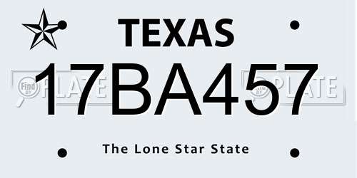 17BA457 Texas License Plate